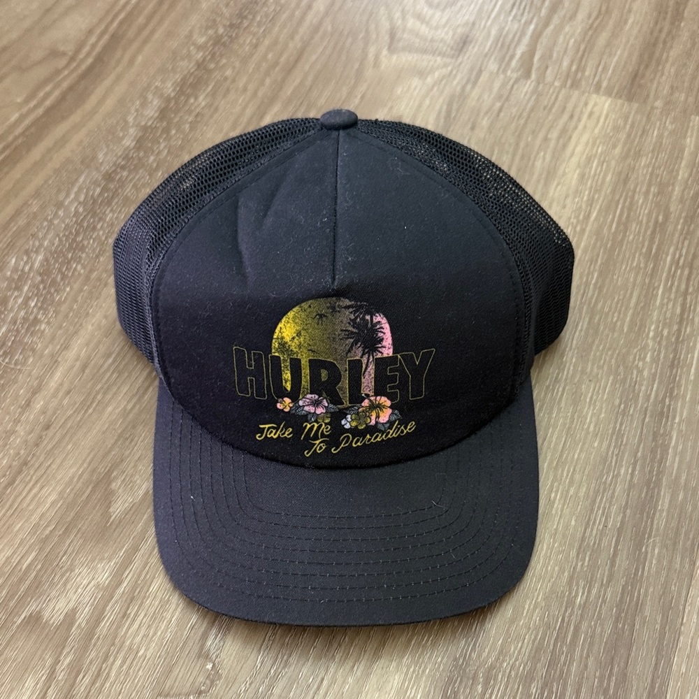 Hurley Black Hat with Sunset Graphic